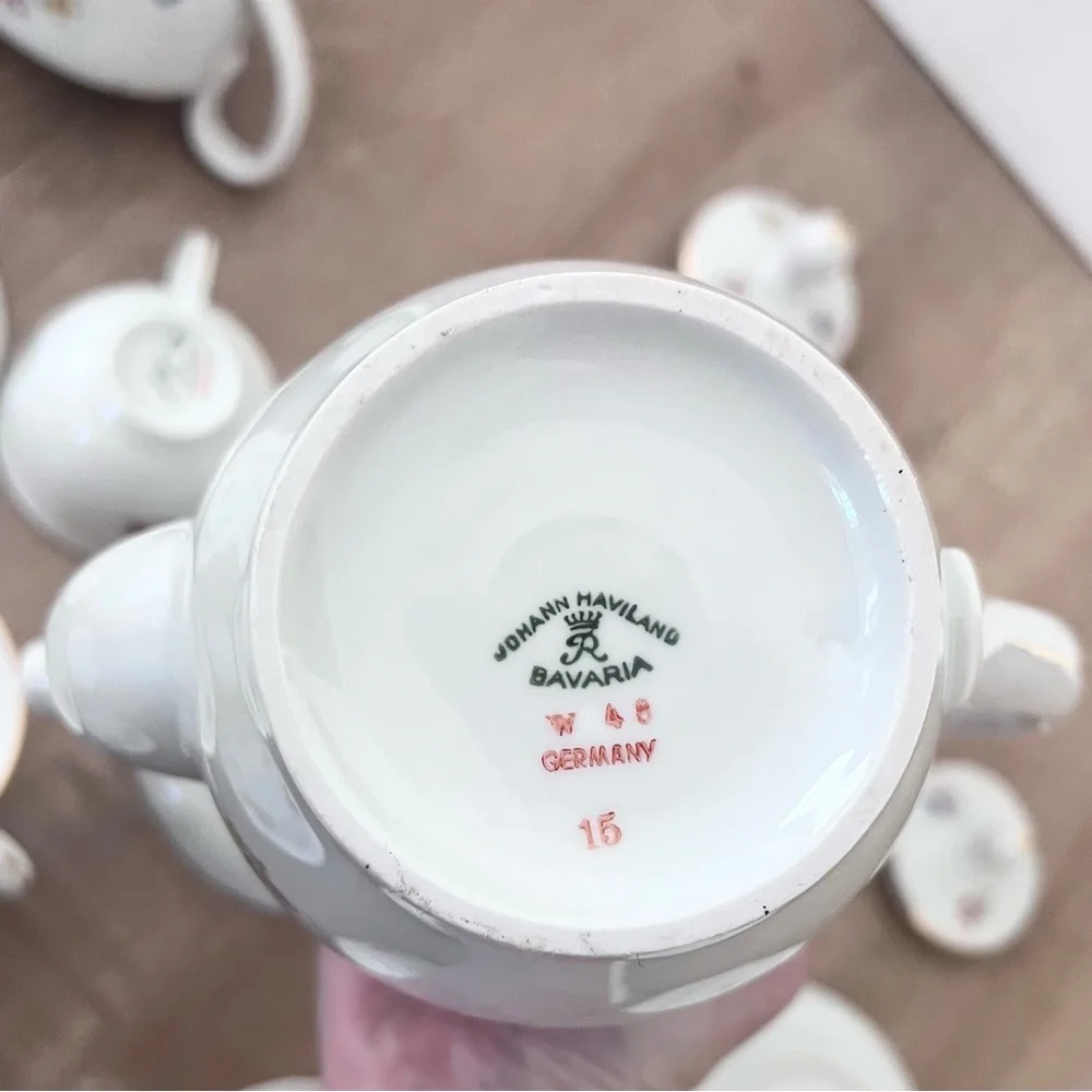 13 PCs Johann Haviland Bavaria Tea set Teapot Creamer Sugar Bowl Teacups Saucers